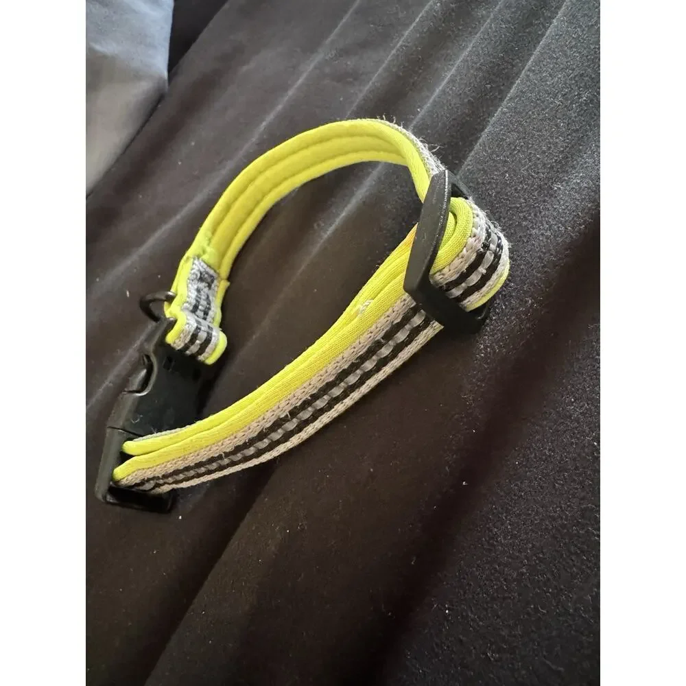 Hi Vis Reflective Dog Collar Adjustable Neon Yellow Safety Pet Collar S/M 9-13”